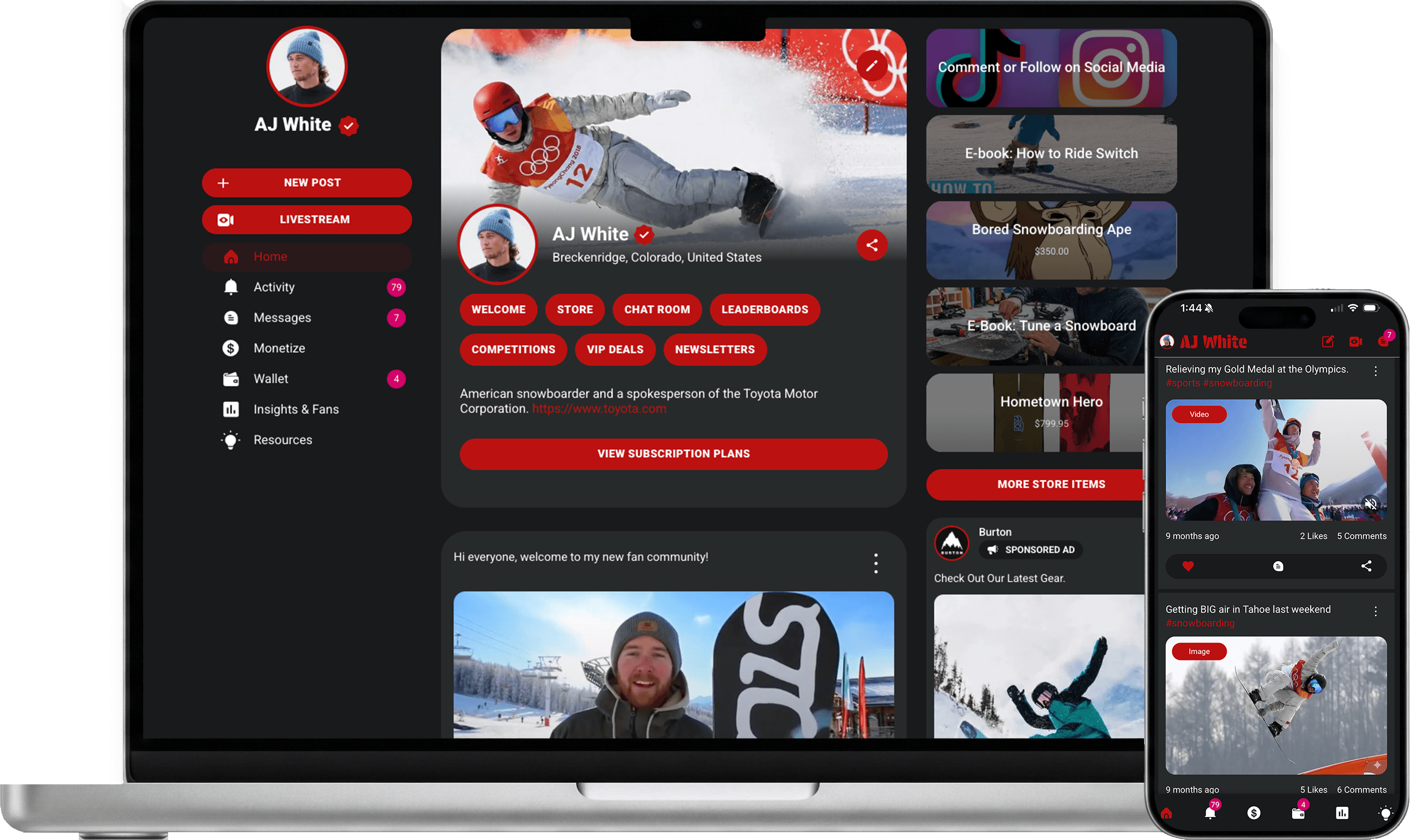 Athlete platform on TopFan