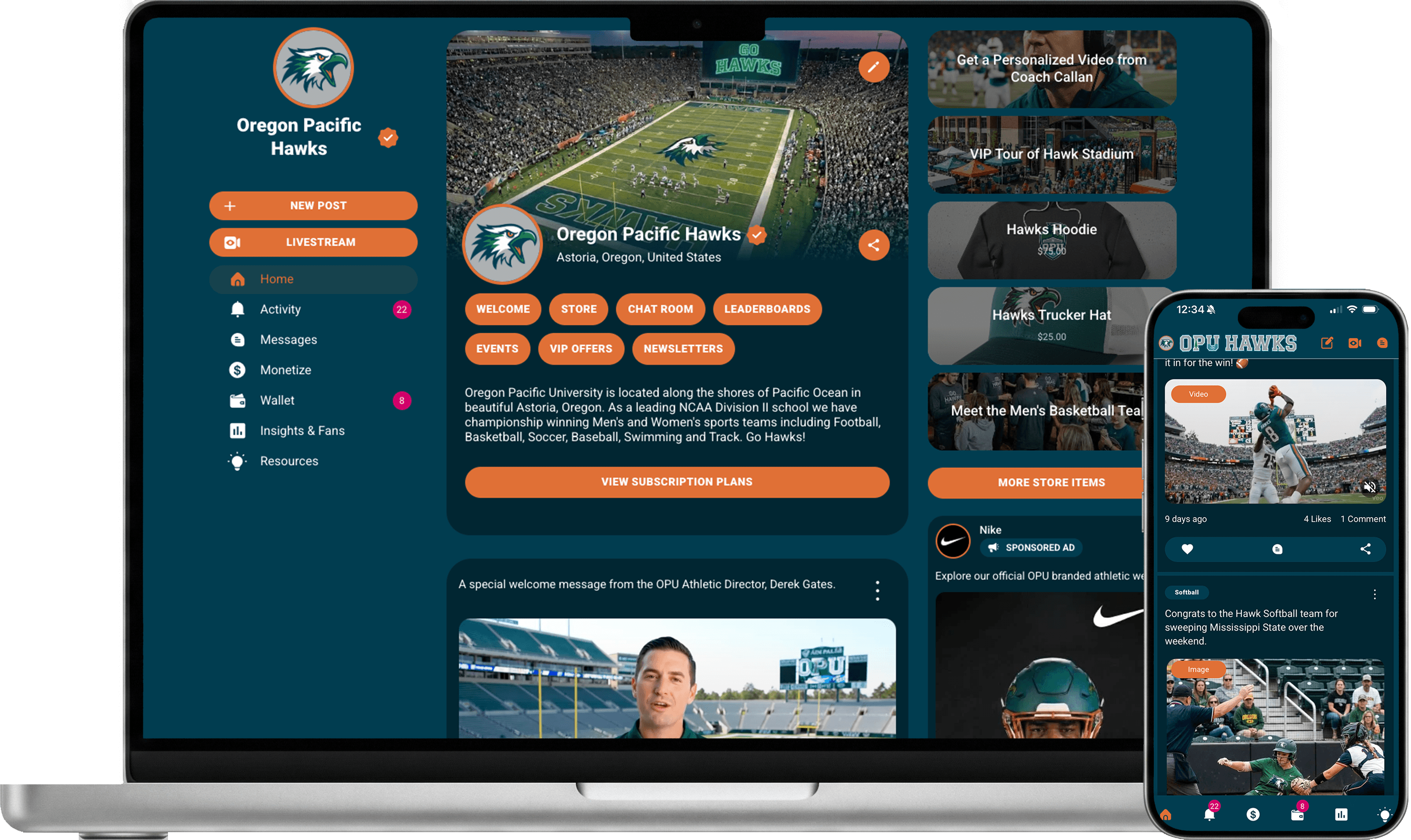 Sports team platform on TopFan